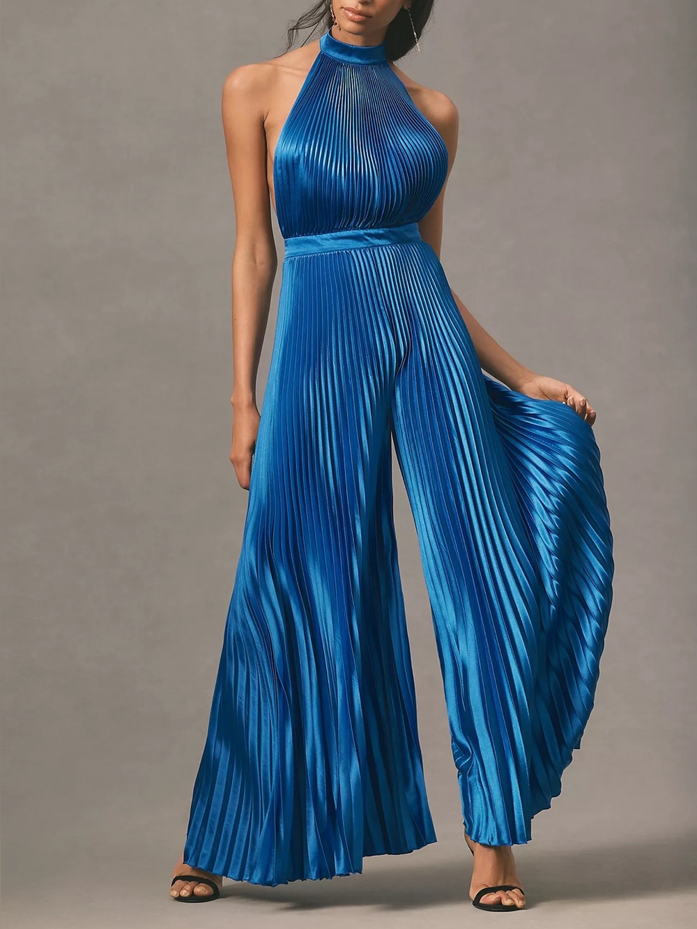 NWT L’Idée Cinema Jumpsuit Moroccan Blue Pleated Jumpsuit 10